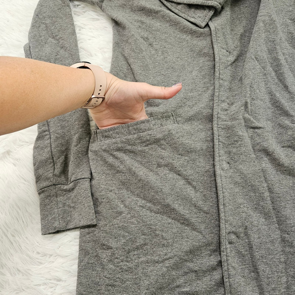 BEBE Sport Sz S Gray Longline Button Up Funnel Neck Cozy Athleisure Jacket - Picture 4 of 7